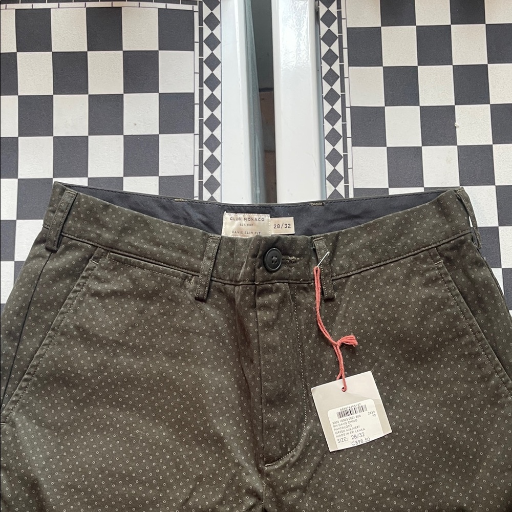Club Monaco Olive Dot-Print Chino Pants